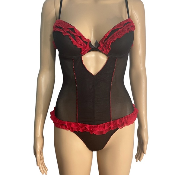 H&M sexy red/black teddy lingerie one piece body suit size small corset - Picture 2 of 8